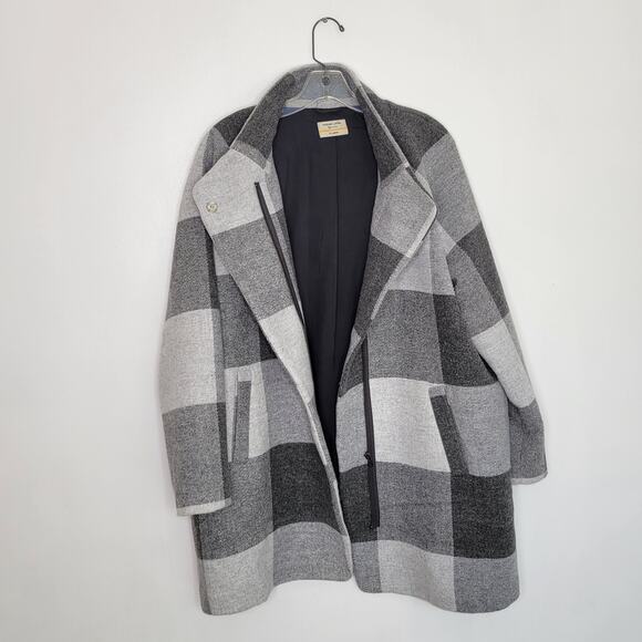 Marine Layer Stephanie Cocoon Coat Gray Buffalo Check Recycled Women XL - Picture 13 of 15